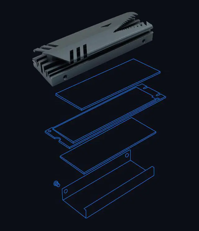 Alt view image 6 of 7 - Heatsink M.2 SSD Cooler NVMe SSD Heat Sink Cooling Thermal Pad for M2 SSD