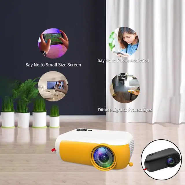 Alt view image 7 of 7 - Mini Projector 1080P Home Theater Cinema Kids Gift Remote Control Black