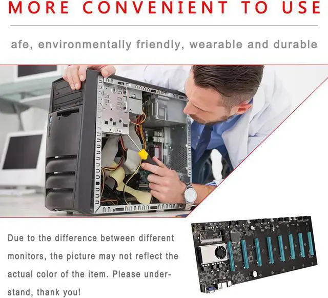 Alt view image 3 of 7 - BTC-S37 Miner Motherboard CPU Set 8 Video Card Slot DDR3 Memory Integrated VGA Low Power Consumption