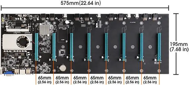 Alt view image 5 of 7 - BTC-S37 Miner Motherboard CPU Set 8 Video Card Slot DDR3 Memory Integrated VGA Low Power Consumption