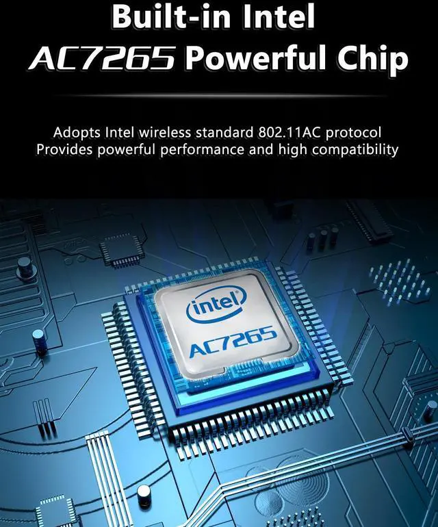 Alt view image 2 of 6 - Ziyituod PCIe WiFi Card for PC Gaming Streaming, Intel Wireless-AC 7265 Dual Band WiFi Adapter 802.11AC WiFi 5 1200Mbps ((2.4GHz 300Mbps and 5GHz 867Mbps) for Linux Windows 11/10/8.1/8/7 (32/64-bit)