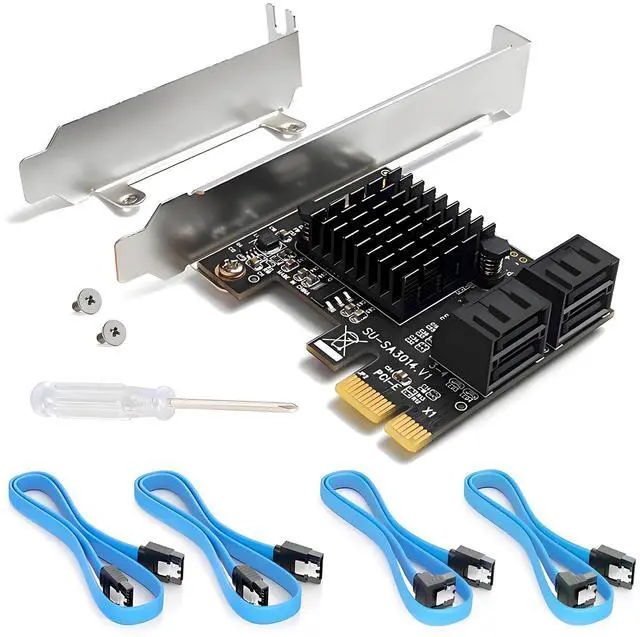Main image of Ziyituod PCIe SATA Card 4 Ports with 4 SATA Cables, SATA 3.0 Controller Expansion Card with Low Profile Bracket, PCI-E X1 3.0 Gen3 (6Gbps) Boot as System Disk, Non Raid, Support 4 SATA 3.0 Devices
