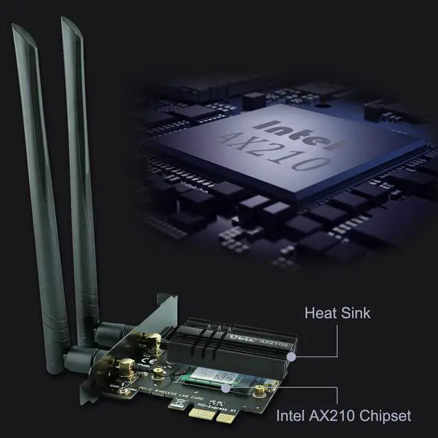 Alt view image 5 of 7 - Ubit WiFi 6E Supports 6GHz 7th Generation PCIe WiFi Card, Up to 2400Mbps, Bluetooth 5.3, 802.11AX Dual Band Wireless Adapter with MU-MIMO,OFDMA,Ultra-Low Latency, Supports Windows 10 (64bit) only