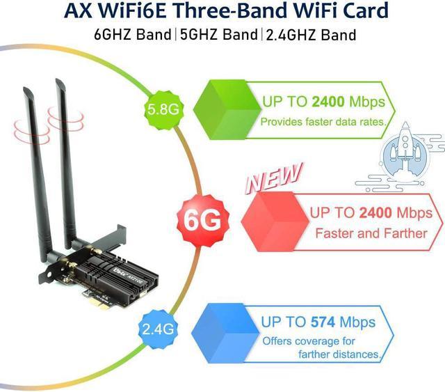 Ubit WiFi Card 6E 5400Mbps for Intel (6GHz&5Ghz&2.4GHz) PCIe WiFi Card, BT  5.2, PCIe Network Card with OFDMA,Ultra-Low Latency, Supports Windows 10/11