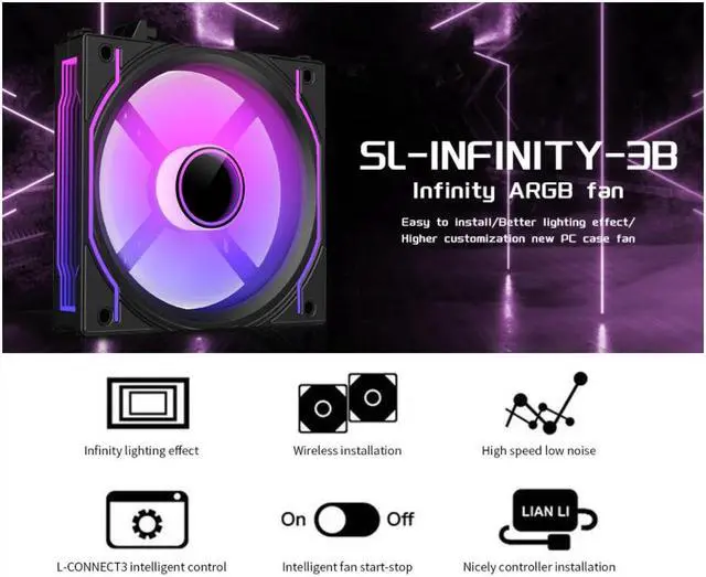 Alt view image 5 of 6 - SAMA XE1203BK Easy Link ARGB Case Fans 3 Packs Uni Fan with Controller RF Remote- Black