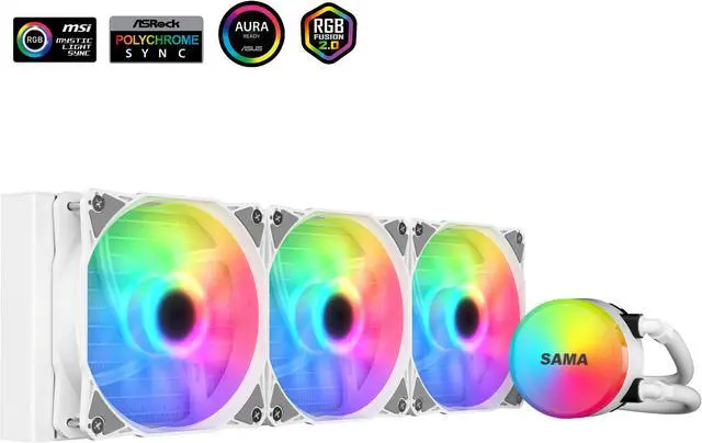 Main image of SAMA SI360 Liquid CPU Cooler 360mm Addressable RGB Pump PWM & FDB Fans AIO Water Cooler