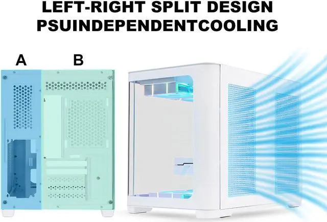 Alt view image 6 of 7 - SAMA 2851 MATX Mid-Tower PC Gaming Case, High-Airflow, Sturdy Curved Tempered Glass Front, 3 ARGB PWM Fan Pre-installed with Fan Hub, White