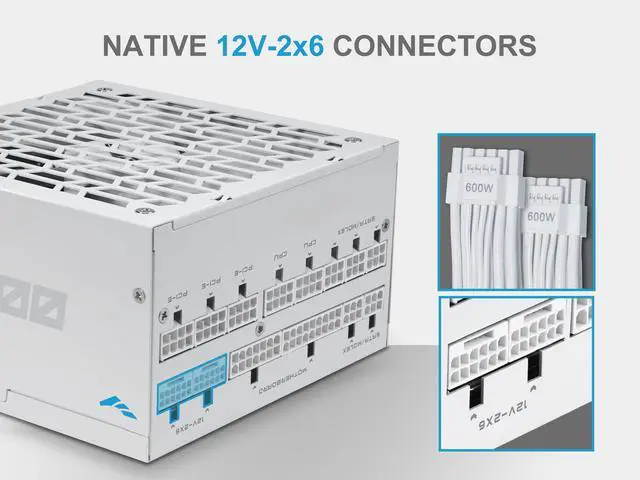Alt view image 3 of 7 - SAMA P1200W ATX 3.1 Power Supply, 1200W 80 PLUS & Cybenetics Platinum certification, PCIE 5.1 Ready, Full Modular, 1200W Gaming PSU, Premium Japanese Capacitor, FDB Fan, White version