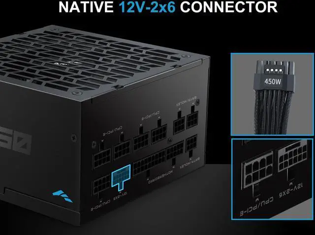 Alt view image 3 of 7 - SAMA G650W ATX 3.1 Power Supply, 80+ Gold Efficiency, PCIE 5.1 Ready, Full Modular, 650W Power Supply, Japanese Capacitors, FDB Fan, Black version