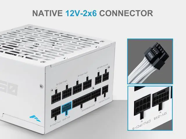 Alt view image 3 of 7 - SAMA G650W ATX 3.1 Power Supply, 80+ Gold Efficiency, PCIE 5.1 Ready, Full Modular, 650W Power Supply, Japanese Capacitors, FDB Fan, White version