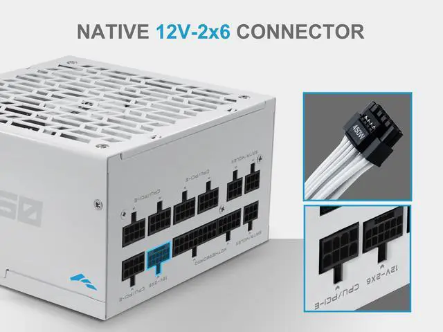 Alt view image 3 of 7 - SAMA G750W ATX 3.1 Power Supply, 80+ Gold Efficiency, PCIE 5.1 Ready, Full Modular, 750W Power Supply, Japanese Capacitors, FDB Fan, White version