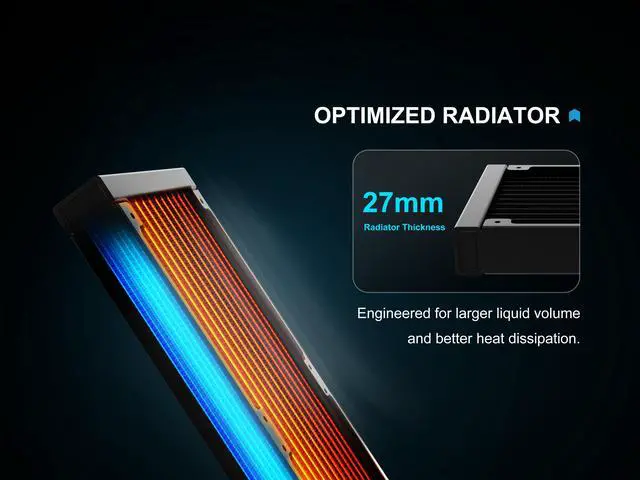 Alt view image 5 of 7 - SAMA L70 Series 360mm ARGB CPU Water Cooler With Chamfered Infinity Mirror, High-Performance Ceramic Pump, Pre-Installed 28mm Fans, Compatible with Intel LGA 1851/1700/1200/115X & AMD AM5/AM4,Black