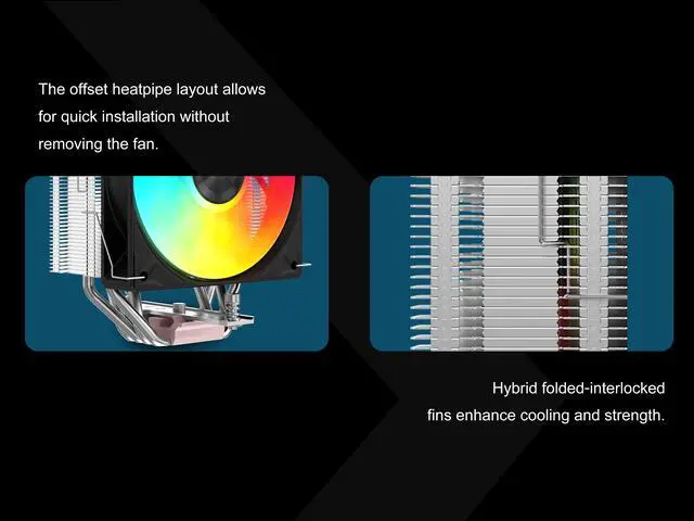 Alt view image 6 of 7 - SAMA A40L ARGB CPU Cooler, Single Tower Air Cooler with 120mm ARGB Fan, 240W TDP, 4 Direct-Touch Heat Pipes, Intel LGA 1700/1851 & AMD AM5 Compatible  Silver