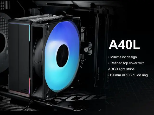 Alt view image 2 of 7 - SAMA A40L ARGB CPU Cooler, Single Tower Air Cooler with 120mm ARGB Fan, 240W TDP, 4 Direct-Touch Heat Pipes, Intel LGA 1700/1851 & AMD AM5 Compatible  Silver