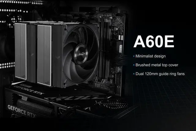 Alt view image 2 of 7 - SAMA A60E CPU Air Cooler- Dual Tower, 2×120mm PWM Fans with Guide Ring, 6 Direct-Touch Heat Pipes, Micro-Convex Copper Base, 265W TDP, Intel LGA1700/1200/115X/1851 & AMD AM4/AM5, Silver, Low Noise