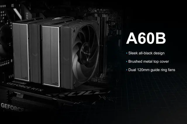 Alt view image 2 of 7 - SAMA A60B CPU Air Cooler-Dual Tower,2×120mm PWM Fans with Guide Ring, 6 Direct-Touch Heat Pipes, Micro-Convex Copper Base, 265W TDP, Intel LGA1700/1200/115X/1851 & AMD AM4/AM5, Black, Low Noise