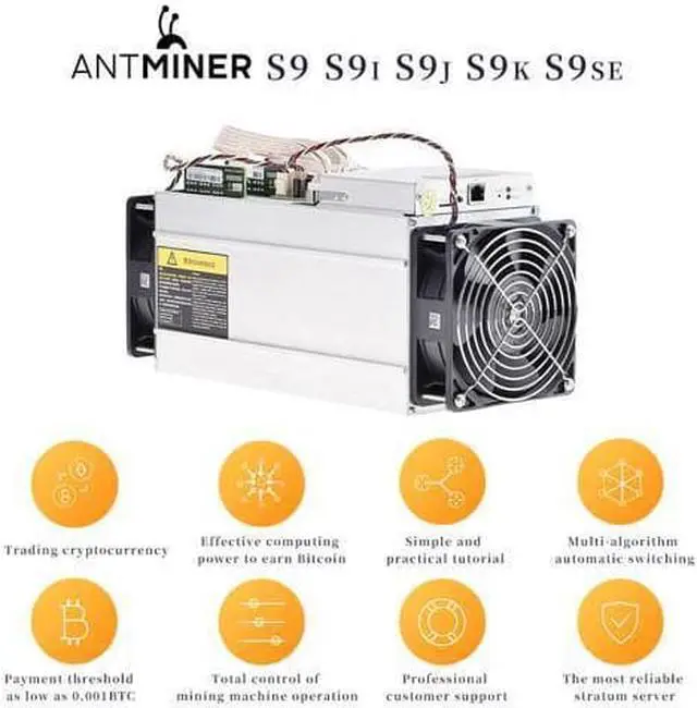 Alt view image 2 of 7 - Bitcoin Mining Antminer S9 13.5TH 1405W ASIC BTC Miner TPM 2.0 SHA-256 Crypto Mine Dig with Power Supply LTC Mining Machines