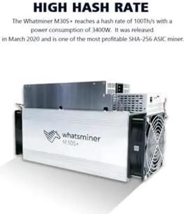 Alt view image 6 of 7 - MicroBT mining SHA-256 algorithm BTC Miner Whatsminer M30S+ 100T 3400W PSU Included