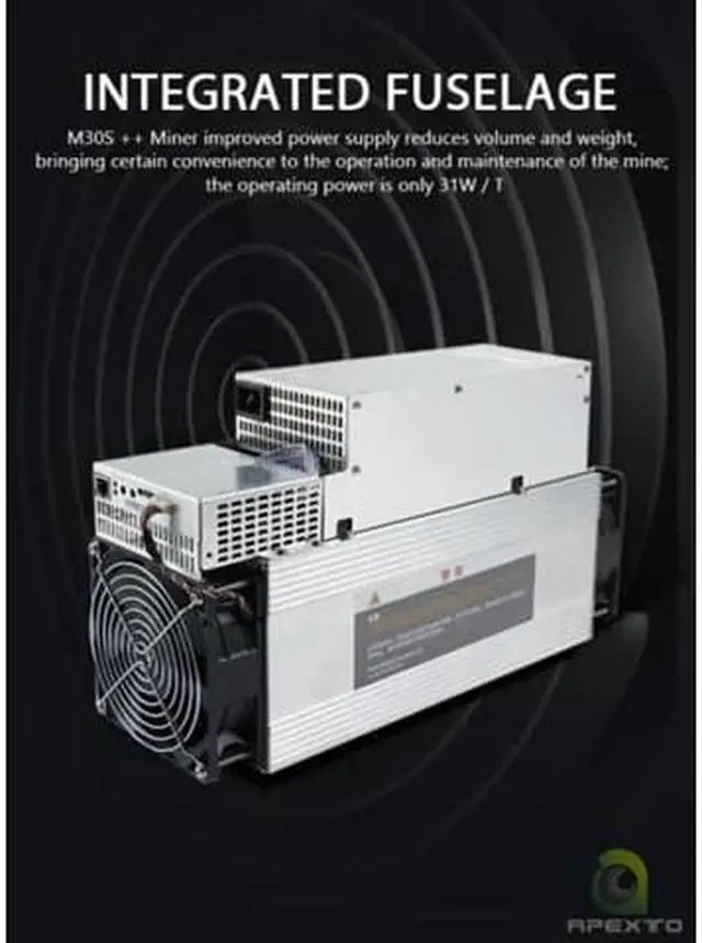 Alt view image 7 of 7 - MicroBT mining SHA-256 algorithm BTC Miner Whatsminer M30S+ 100T 3400W PSU Included