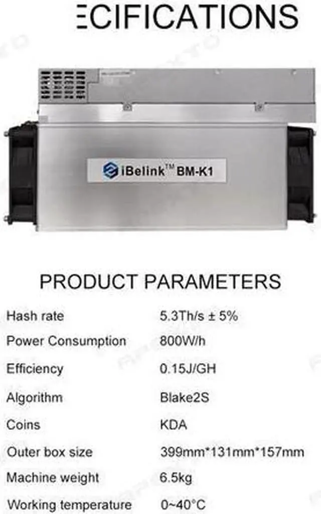 Alt view image 2 of 6 - ASIC Miner KDA Coin BM-K1 Ibelink K1 5.3T 800W Blake2s Algorithm Digital Currency Ibelink BM-K1