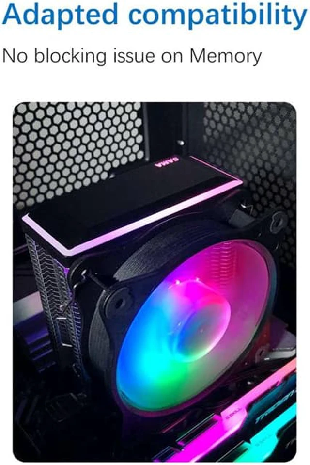 Alt view image 2 of 7 - SAMA KA200D RGB CPU Air Cooler 9cm fan with 2 Copper Heat Pipes Universal Gaming Computer Air Cooling Heatsink Radiator Quiet Cooler For AMD Intel Black