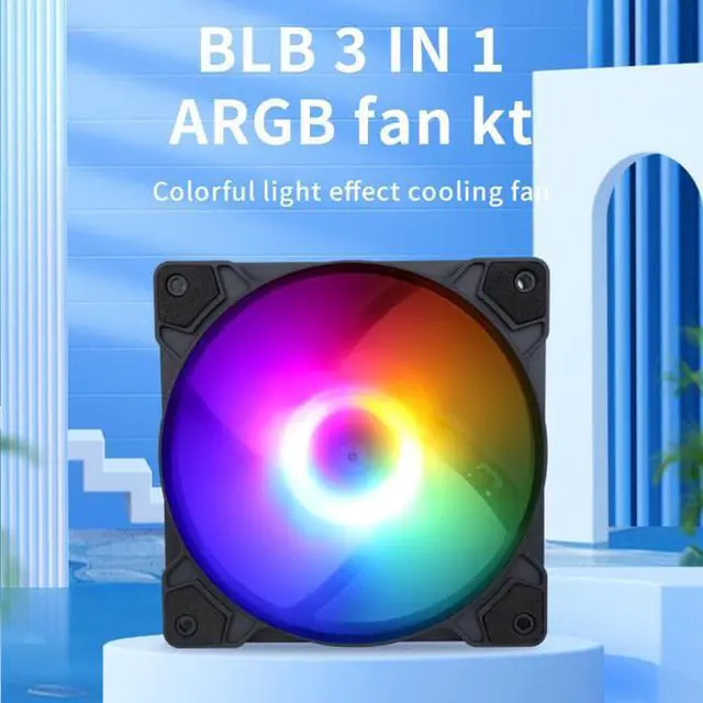 Alt view image 3 of 7 - SAMA BLB 3 in 1 ARGB PC Case Fans with Fan Hub 120mm Fan Molex High Performance High Airflow Fan Kit Quiet Edition Computer Cooling Case Fan Black