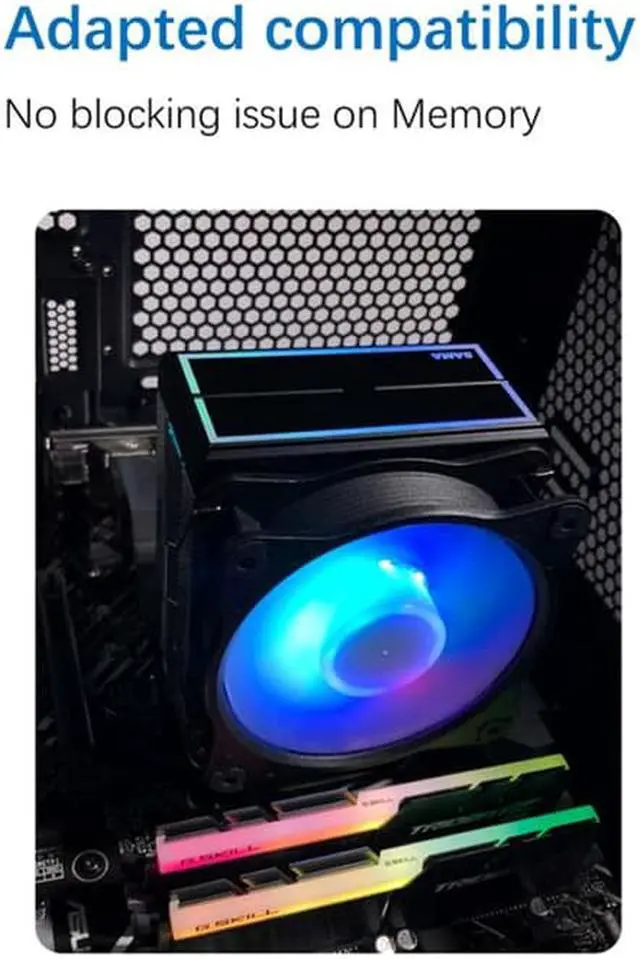 Alt view image 3 of 7 - SAMA KA450D RGB CPU Air Cooler 9cm PWM Fan 4 Copper Heat Pipes For AMD/Intel Universal Computer Cooling Radiator White