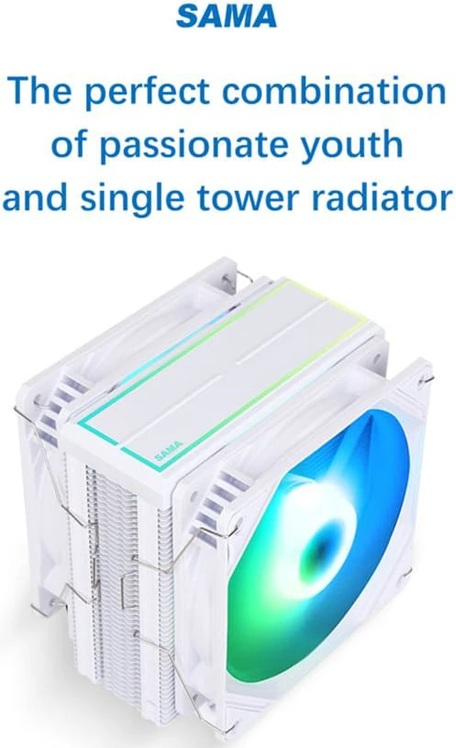 SAMA KA600DW RGB CPU Air Cooler 120mm 12V 6 Heat Pipe Dual Platform PWM ...