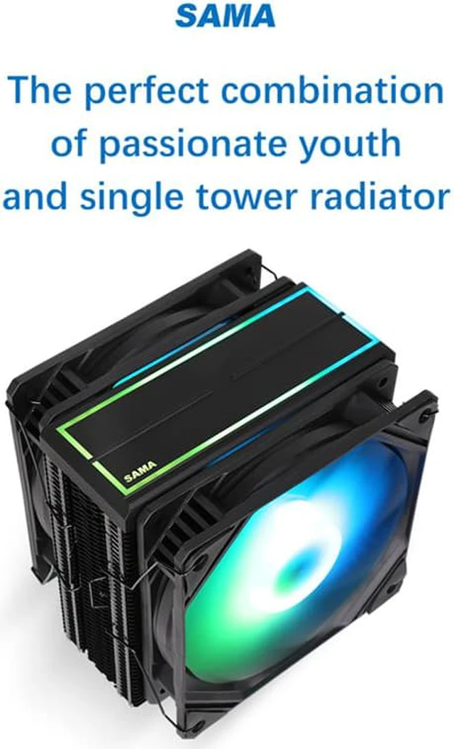 SAMA KA600D ARGB CPU Air Cooler 150MM Fan with 6 Copper Heat Pipes Air ...