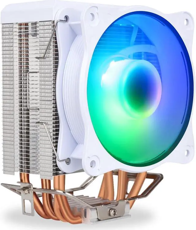 Alt view image 5 of 7 - SAMA KA450DW RGB CPU Air Cooler 9cm PWM Fan 4 Copper Heat Pipes For AMD/Intel Universal Computer Cooling Radiator White