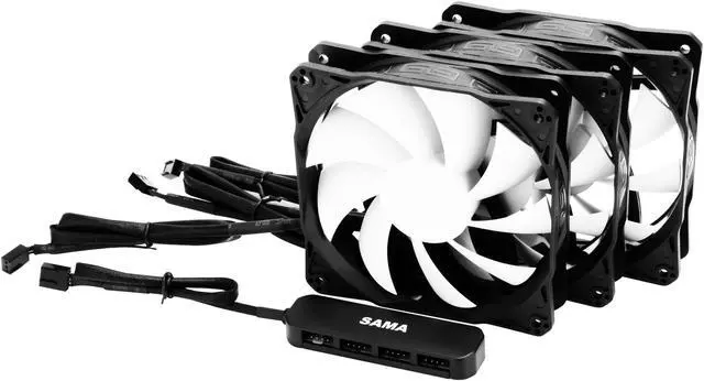 Alt view image 7 of 7 - SAMA SF100 3 in1 Case Fans 120mm 12V 3Pin High Airflow Lower Noise Fan Set With Fan Hub