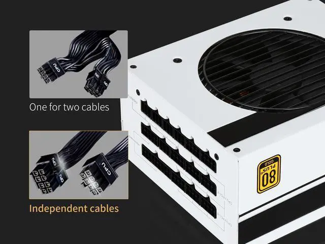 Alt view image 7 of 7 - SAMA 750W PC Power Supply Full Voltage 80 Plus Gold ECO Mode 12V PSU PFC FDB Silent Fan Mode Full Modular ATX Power Supply for ALL Graphics Cards White