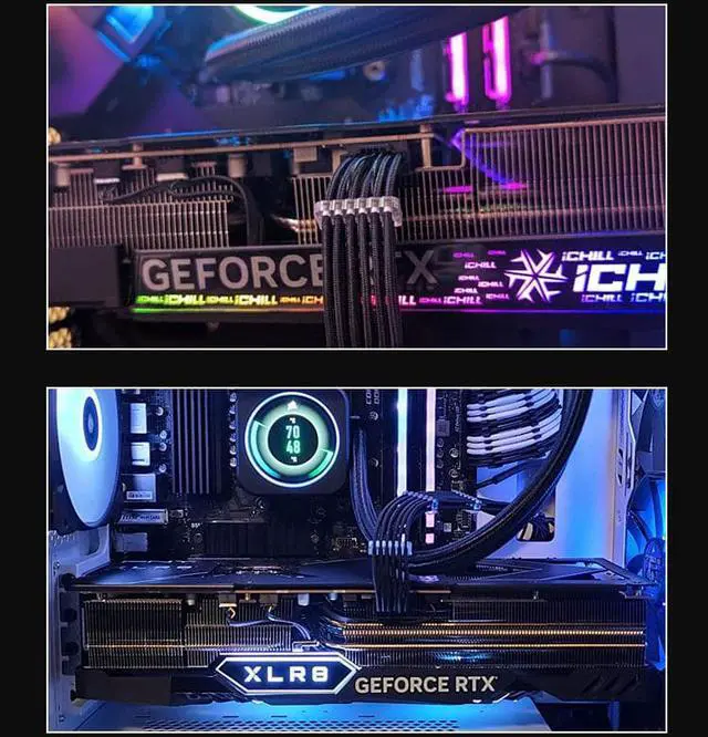 Alt view image 2 of 7 - SAMA GPU Power Sleeved Cable Extension, 16pin(12+4) 12VHPWR PCIe 5.0 Connector Male to 3X PCIE 8 PIN for RTX 4070Ti/4080/3090Ti, with Pre-Installed Cable Combs-16AWG, Black