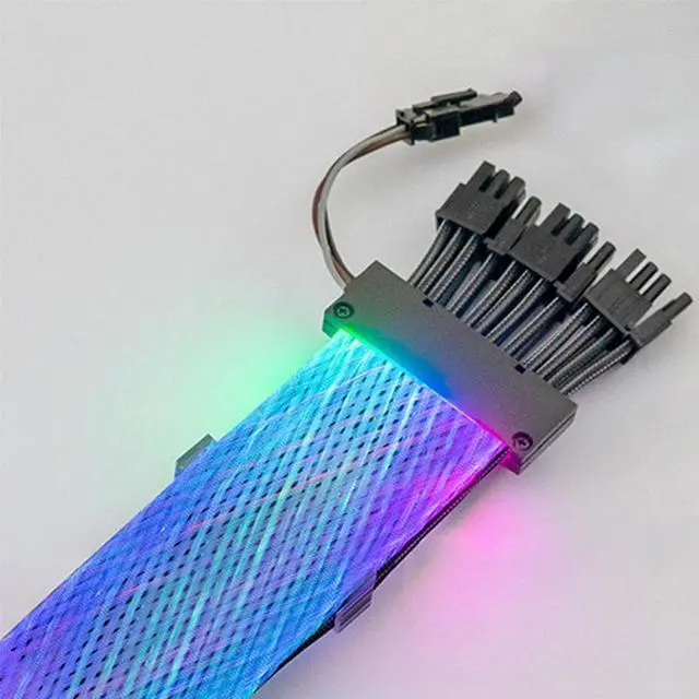 Alt view image 5 of 7 - SAMA 3x8 Pin ARGB Extension Cable Lighting PCB Board 5V 3pin Connoctors 30cm Sync for PC PCIE/GPU Cable Extension Kit Black