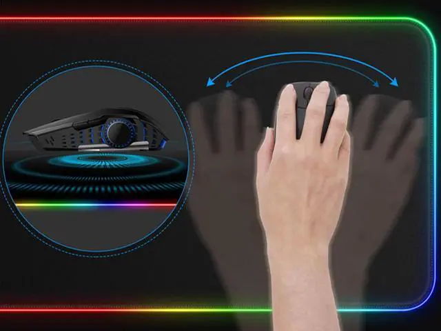 Alt view image 4 of 7 - SAMA Wireless Charging RGB Mouse Pad Gaming LED Mouse Mat 800x300x4MM 14 Light Modes Non-Slip Rubber Base Computer Keyboard Mat for iPhone Samsung and Qi-enabled Devices