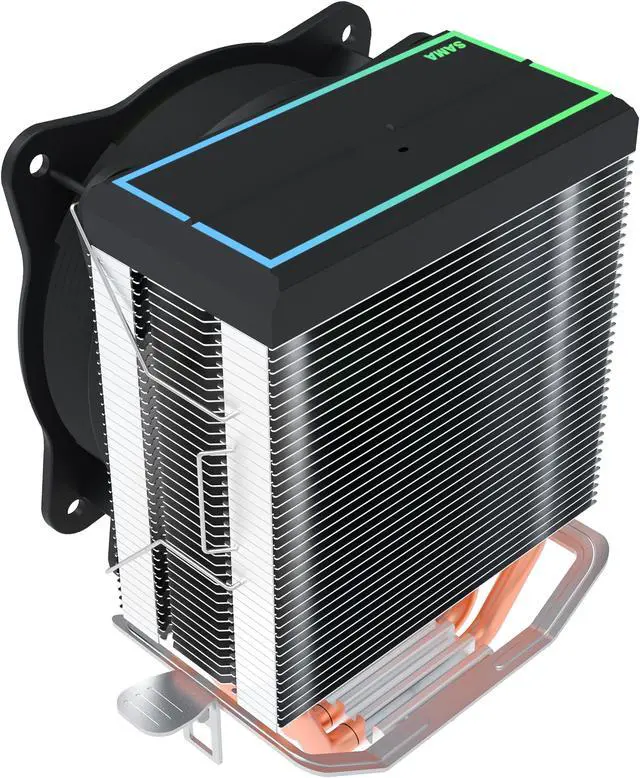 Alt view image 4 of 7 - SAMA KA450D RGB CPU Air Cooler 9cm PWM Fan 4 Copper Heat Pipes For AMD/Intel Universal Computer Cooling Radiator White