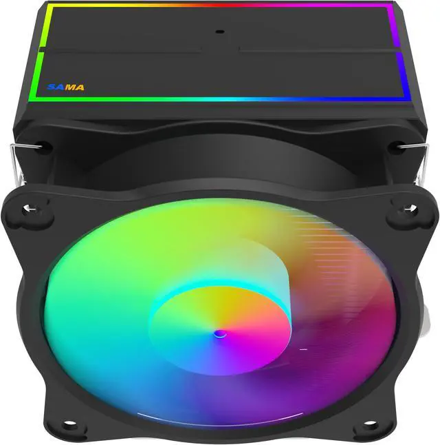 Alt view image 2 of 7 - SAMA KA450D RGB CPU Air Cooler 9cm PWM Fan 4 Copper Heat Pipes For AMD/Intel Universal Computer Cooling Radiator White