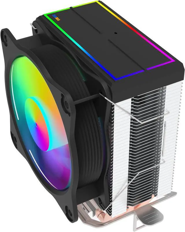 Alt view image 5 of 7 - SAMA KA450D RGB CPU Air Cooler 9cm PWM Fan 4 Copper Heat Pipes For AMD/Intel Universal Computer Cooling Radiator White