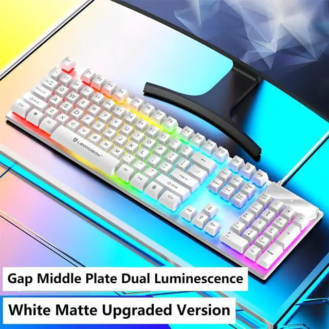 Alt view image 2 of 2 - SAMA Wired Keyboard Z-GX50 Gaming Keyboard (character + gap)Rainbow light 104 keys for Computer/Laptop/Desktop/Note/Mac White