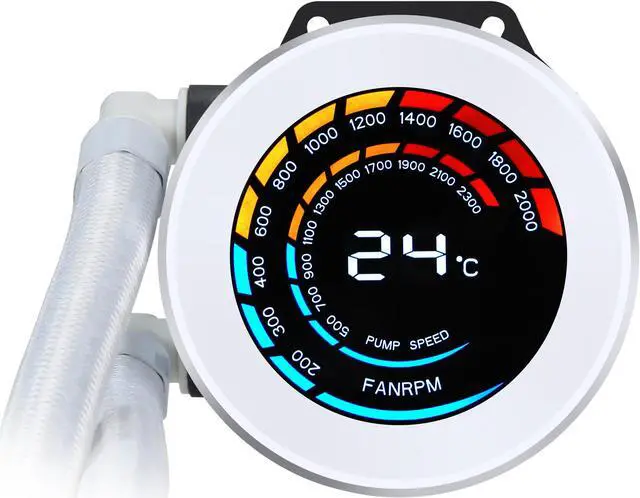 Alt view image 3 of 7 - SAMA T360 White liquid Cooler 360mm ARGB AIO Radiator LCD Temperature Display Screen CPU Cooler with PWM Silent Fans