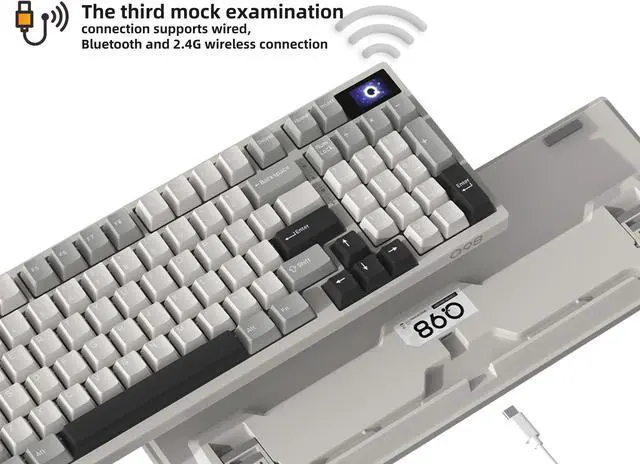 Alt view image 5 of 7 - SAMA Q98 Tri-Mode Wireless Mechanical Gaming Keyboard with LCD display,RGB Hot-swappable Programmable Gaming Keyboard, 2.4G Wireless/Bluetooth/Wired with PBT Double-Shot Keycaps,4000mAh