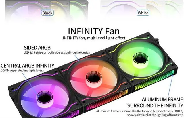 Alt view image 4 of 6 - SAMA XE1203BK Easy Link ARGB Case Fans 3 Packs Uni Fan with Controller RF Remote- Black