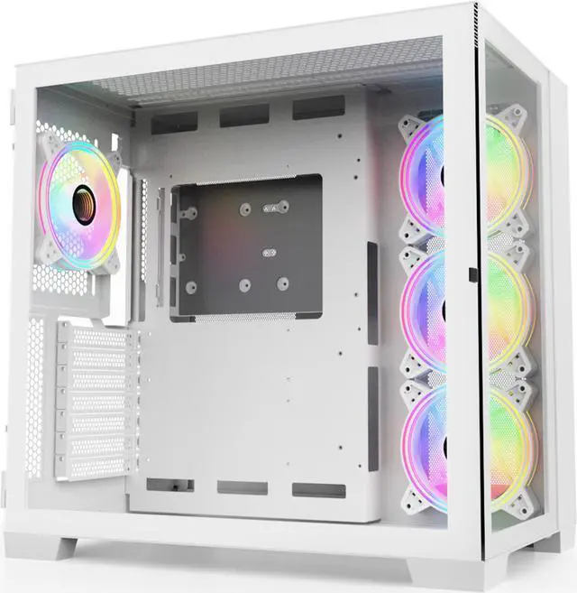 Alt view image 2 of 7 - SAMA A711 Dual Tempered Glass Panel Airflow Full Tower ATX Computer Case,Type C USB3.0*2  Gaming Case,Pre-Installed 4 x ARGB Uni Fans with Fan Hub & RF Remote,360mm AIO Support at Top