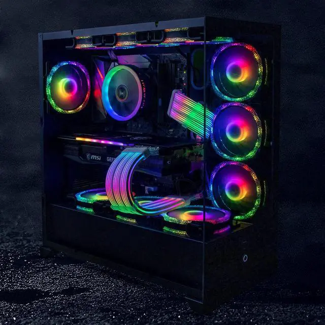 Alt view image 6 of 7 - SAMA 24 Pin Addressable RGB Computer Power Extension Cable PSU White, Double Side Lighting Mode For Motherborad