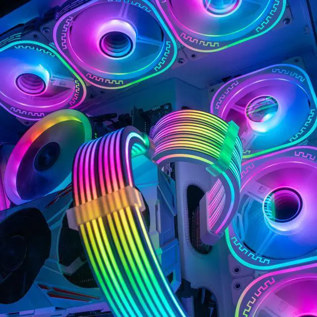 Alt view image 2 of 7 - SAMA 3*8PIN Addressable RGB Power Extension Cable Double Side Lighting Mode for PCIE GPU ATX/Matx Case PC Computer Black
