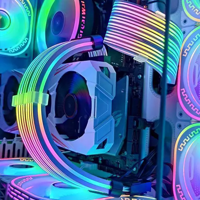 Alt view image 5 of 7 - SAMA 2*8PIN Addressable RGB Power Extension Cable Double Side Lighting Mode for CPU PCIE ATX/Matx Case PC Computer White