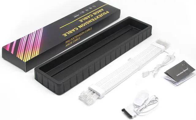 Alt view image 7 of 7 - SAMA 2*8PIN Addressable RGB Power Extension Cable Double Side Lighting Mode for CPU PCIE ATX/Matx Case PC Computer White