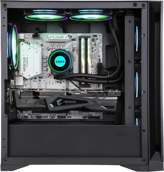 Alt view image 4 of 7 - SAMA AM07 Tempered Glass Micro-ATX Mid Tower Gaming Computer Case,Support M-ATX/ITX Motherboard, 4 ×120mm ARGB Fans Pre-Installed
