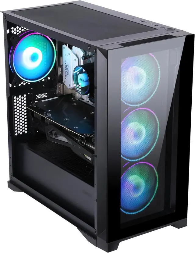 Alt view image 5 of 7 - SAMA AM07 Tempered Glass Micro-ATX Mid Tower Gaming Computer Case,Support M-ATX/ITX Motherboard, 4 ×120mm ARGB Fans Pre-Installed
