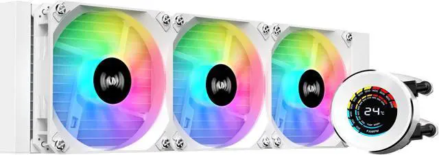 Alt view image 4 of 7 - SAMA T360 White liquid Cooler 360mm ARGB AIO Radiator LCD Temperature Display Screen CPU Cooler with PWM Silent Fans